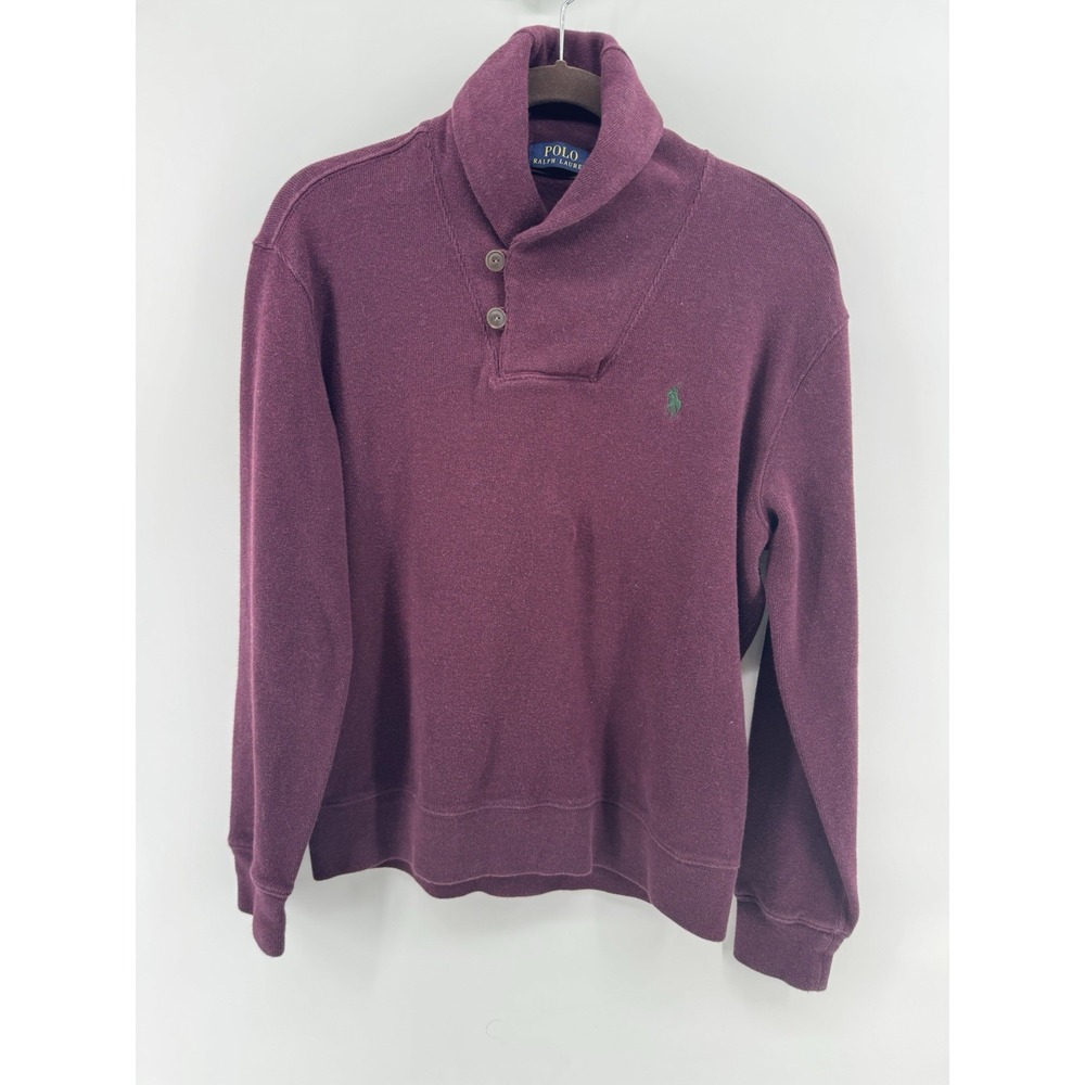 Polo Ralph Lauren Men's Burgundy Shawl Knit Sweater - Size‎ M